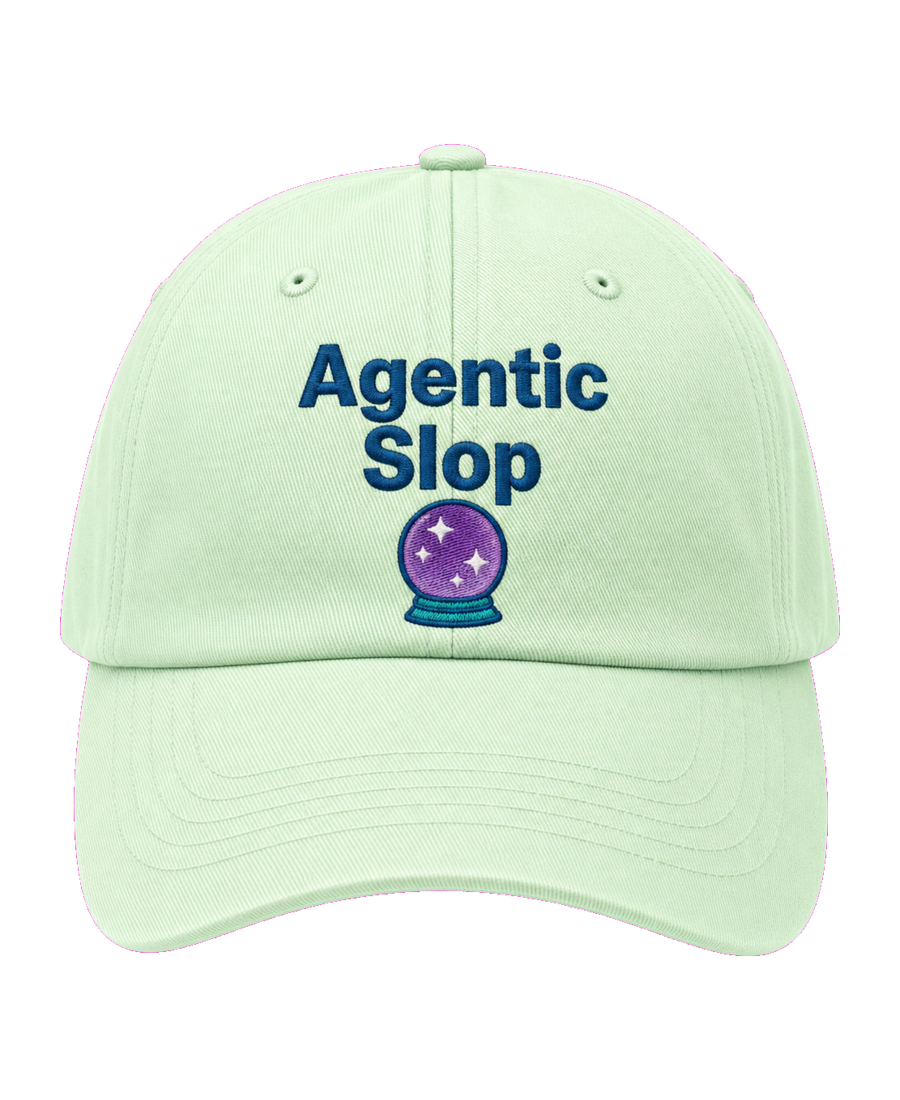 Agentic Slop 🔮 embroidered dad cap front view