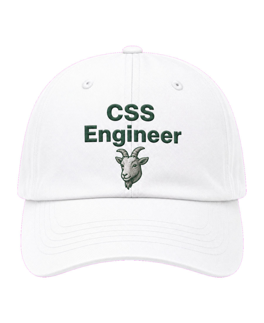 CSS Engineer 🐐 embroidered dad cap front view