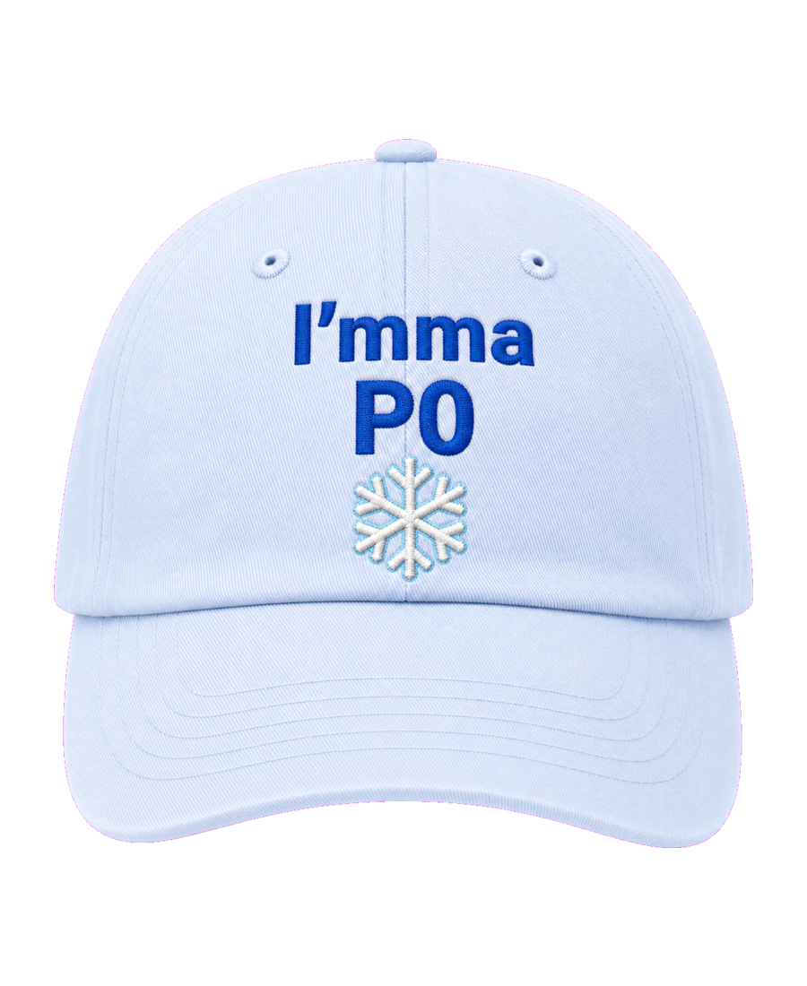 I'mma P0 ❄️ embroidered dad cap front view