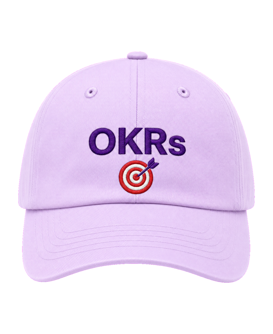 OKRs 🎯 embroidered dad cap front view