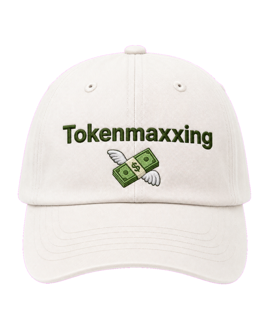 Tokenmaxxing 💸 embroidered dad cap front view
